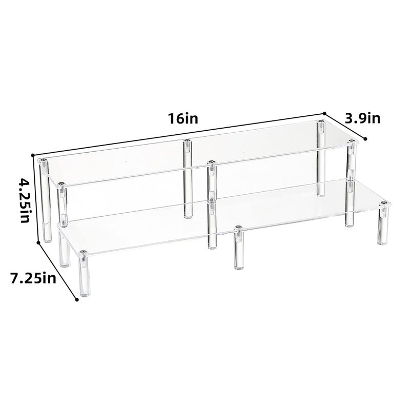 BYCY 2 Tier Clear Acrylic Display Stand Cupcakes Holder, Dessert Display Riser for Great Event, Birthday Party, Wedding Party ( 1 Pack - 16" X 6.9" X 4.25" ) - Image 3